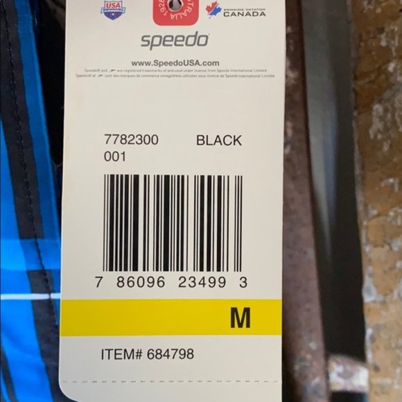 SPEEDO BLUE PLAID CARGO SWIM SHORTS M (NEW Unused - Picture 3 of 5